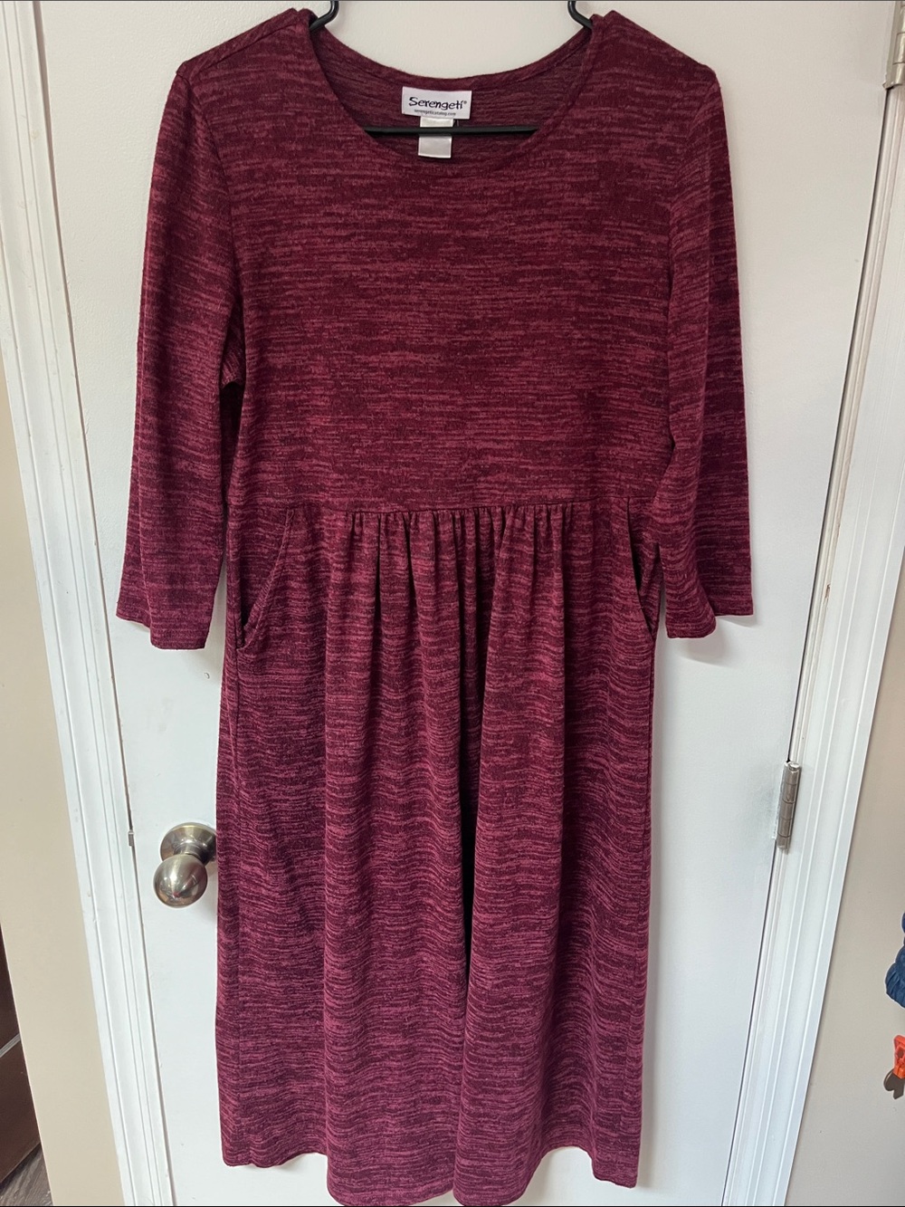 Serengeti Marled Burgundy Long Sleeve Knit Dress